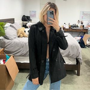 BLACK TRENCH COAT JACKET SZ MEDIUM